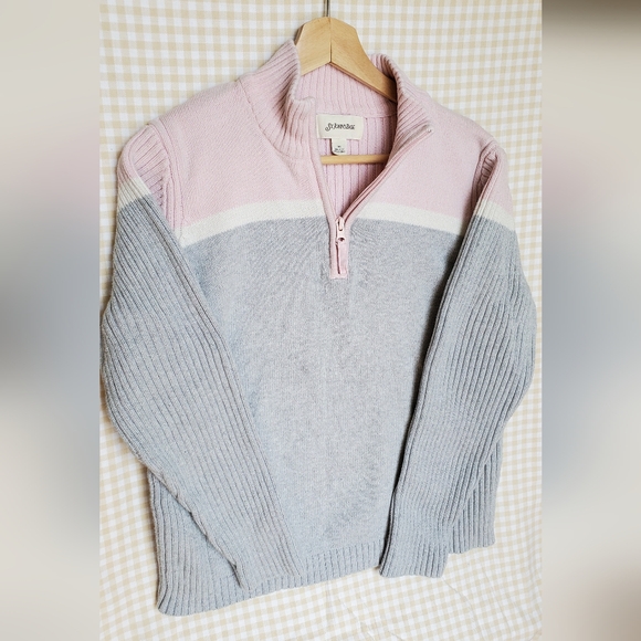 St. Johns Bay Womens Sweater 1/4 Zip Knitted Mock Neck Long Sleeve Gray size XL - Picture 5 of 5